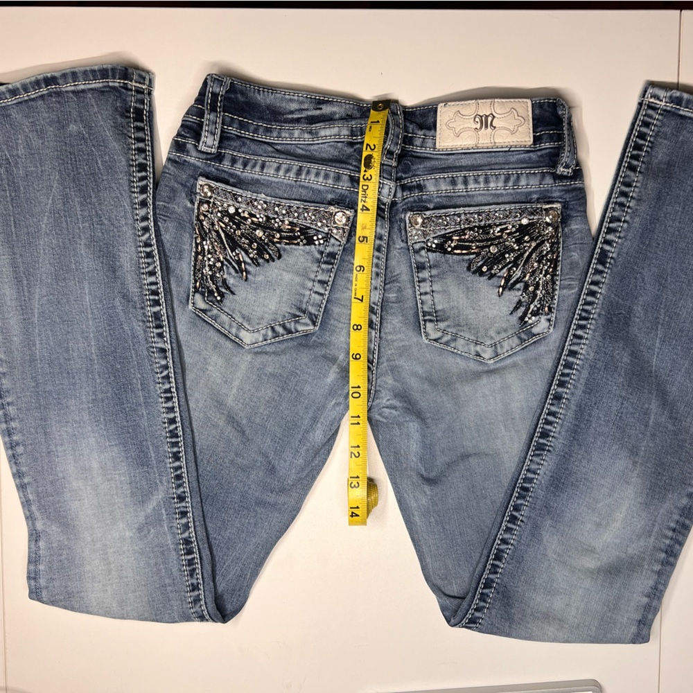 Miss Me Boot Cut Jeans with Black Embellishments